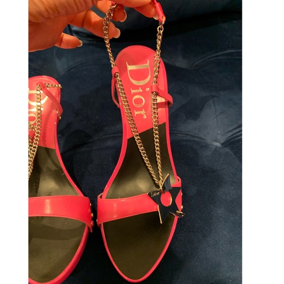 NIB Authentic Vintage Fuchsia Pink Christian DIOR Star Charm Sandal sz 36.5 - Picture 10 of 12